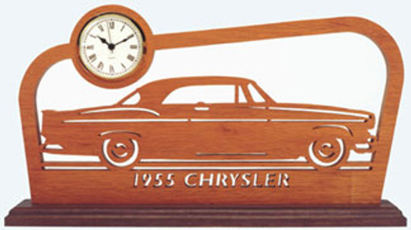 This is the finished car on a piece of oak with the 1955 Chrysler Clock Pattern.