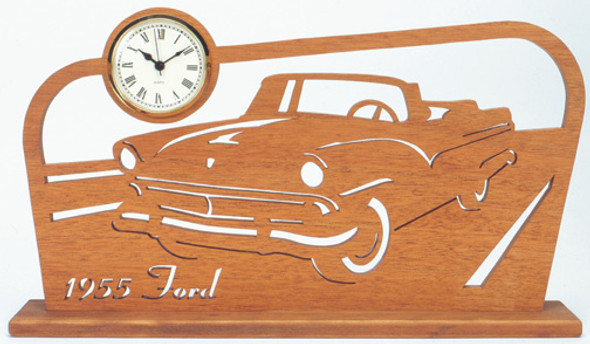 This is the finished car on a piece of oak using the 1955 Ford Clock Pattern.