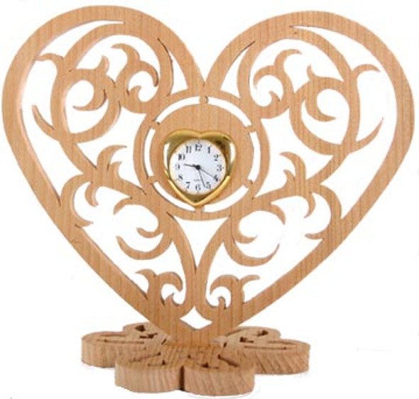 Finished Fancy Heart with a small clock insert in the middle of the design.