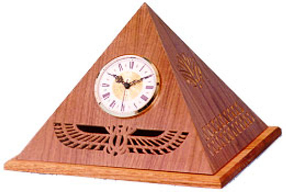 This is a view of the finished scroll saw clock when using our Pyramid Clock Pattern.
