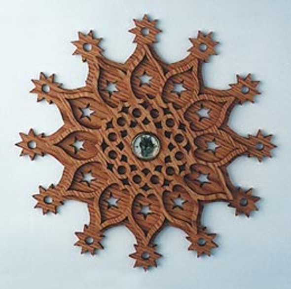 This is a finished cut out with a clock insert using the Spur Star ClockScroll Saw Pattern