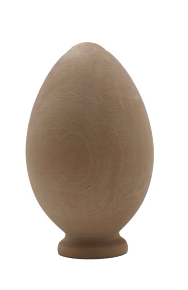 An XL Basswood Egg standing on the attached pedestal.