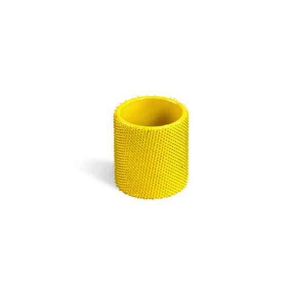 A SaburrTooth 1" Sanding Sleeve 90 Grit in yellow.