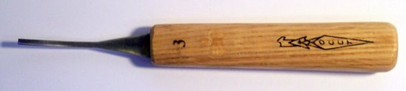 OCC Bent style gouge that is 1/8" wide with an oak handle.