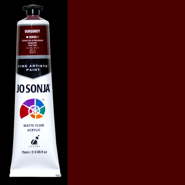 A 2.5-ounce tube of Jo Sonya Burgundy Acrylic Paint.