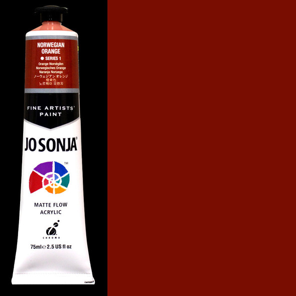 There is a tube of the Jo Sonya Norwegian Orange Acrylic Paint with a color sample for you to view.
