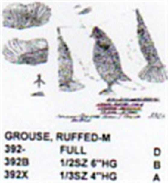 Ruffed Grouse Drumming Carving Pattern showing a male Ruffed Grouse in a drumming position.