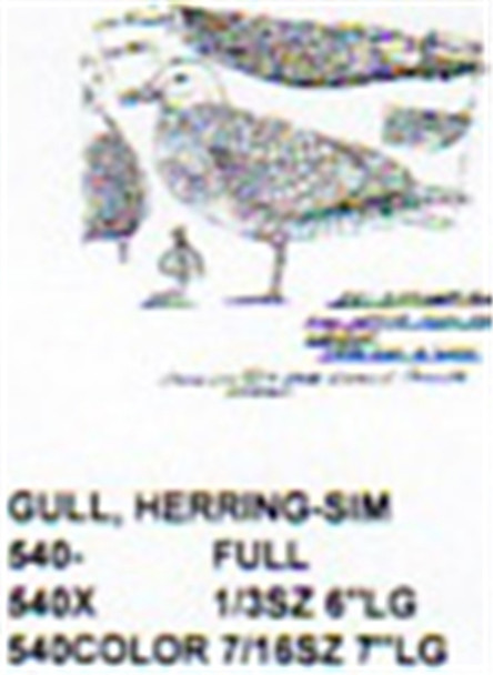 Herring Gull Standing Carving Pattern showing the top, front, and side profiles for this Stiller pattern.