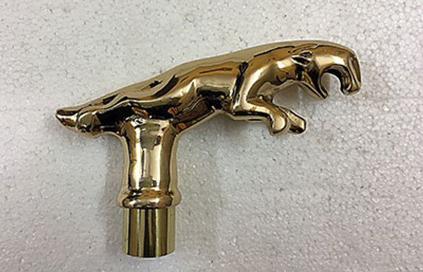 Stylized Jaguar Brass Cane Handle