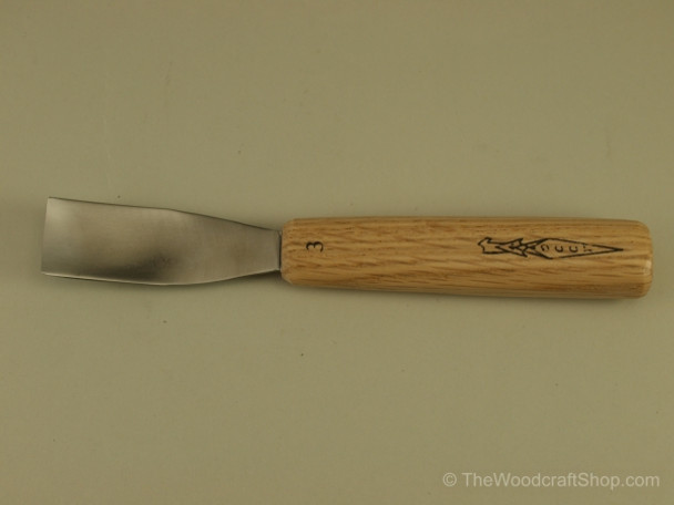 OCC #3 X 1" Long Bent Wood Hawg Gouge showing the blade profile.