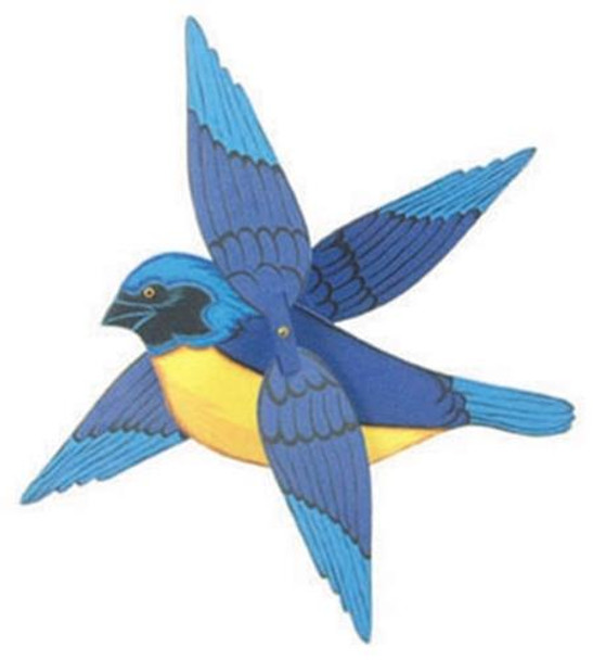 This is how your finished whirligig will look when using our Blue Hooded Tanager Whirligig Plan.
