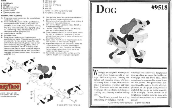 The front and back page of the Dog Whirligig Plan