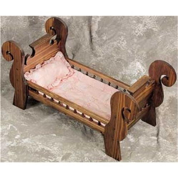 Completed Doll Sleigh Bed  made with walnut using our pattern.