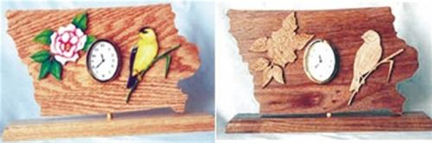 There are two different views on what your cutouts can look like when building the  Iowa Scroll Saw Clock Pattern.