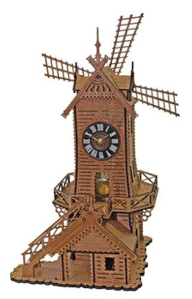 This is a view of the built scroll saw clock using our Windmill Scroll Saw Plan.