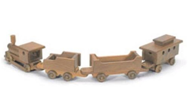 This is how your finished toy will look when using our Toy Train Woodworking Plan.