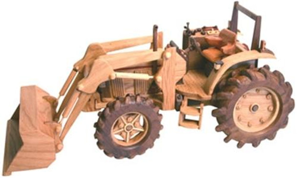 A wooden model completed from the Large Tractor Toy Woodworking Plan