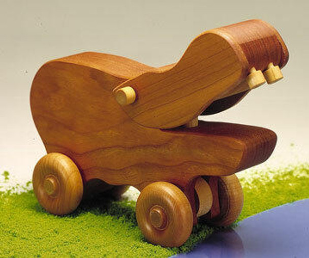 A wooden model completed from the Harry The Hippo Toy Woodworking Plan