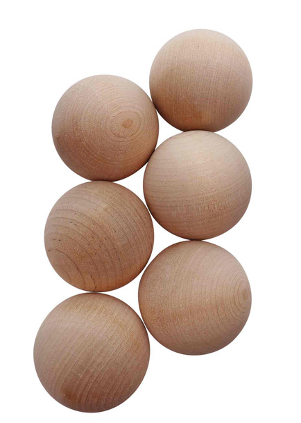 A series of wood balls.