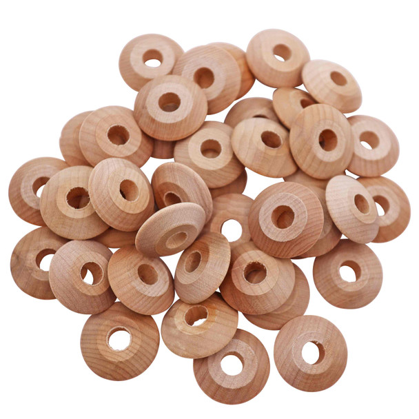A group of random wooden abacus beads.