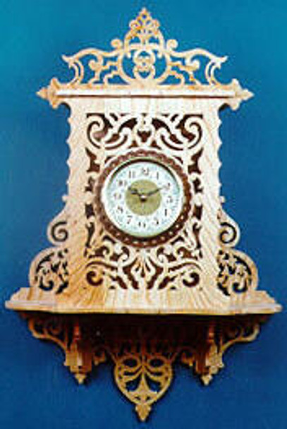 A finished scroll saw clock made from our Wall Clock Scroll Saw Pattern.