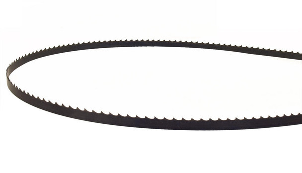 This is showing  a single  Olson Flex Back Band saw blade with the flat side down and the teeth facing up.