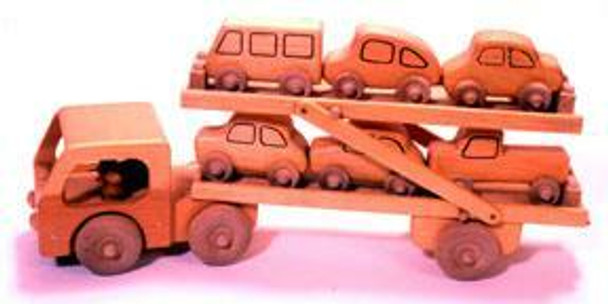 This is what the finished toy looks like when using the Car Transport Woodworking Plan