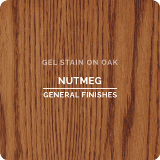 This is a sample of the General Finishes Nutmeg Oil Based Gel Stain on a piece of Oak.