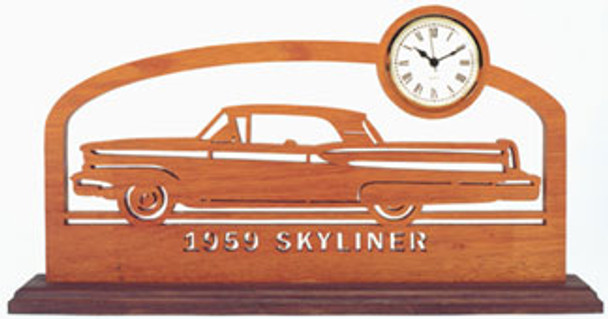 This is an old car on a piece of oak using the 1959 Skyliner Clock Pattern.