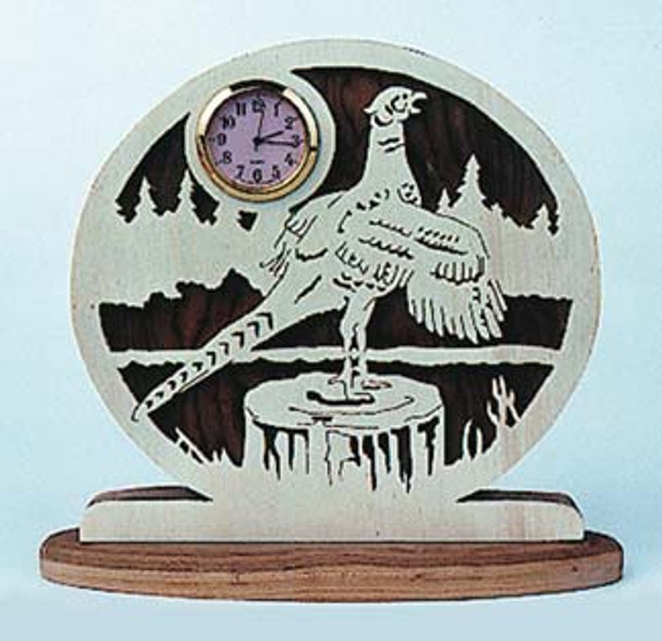 Looking at the finished scroll saw design when using our Pheasant Crowing Clock Plan.