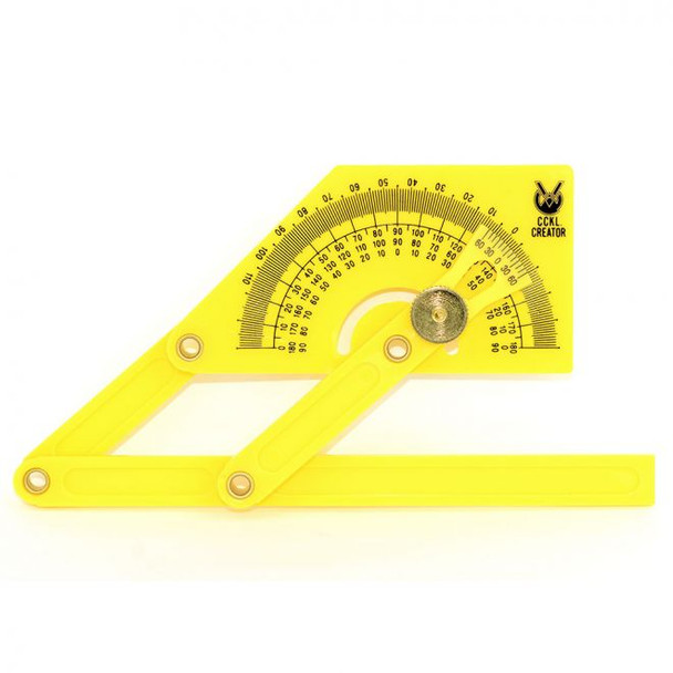 This plastic protractor shown measures angles.