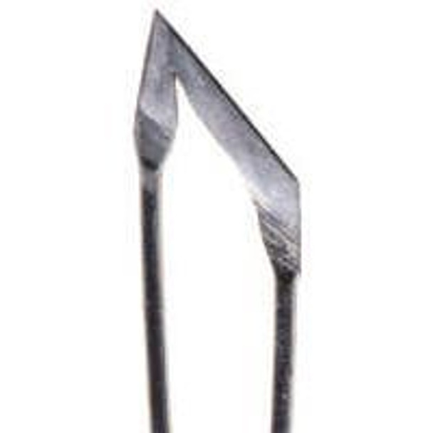 Showing the wide metal woodburning tip featuring the angle of the skew.