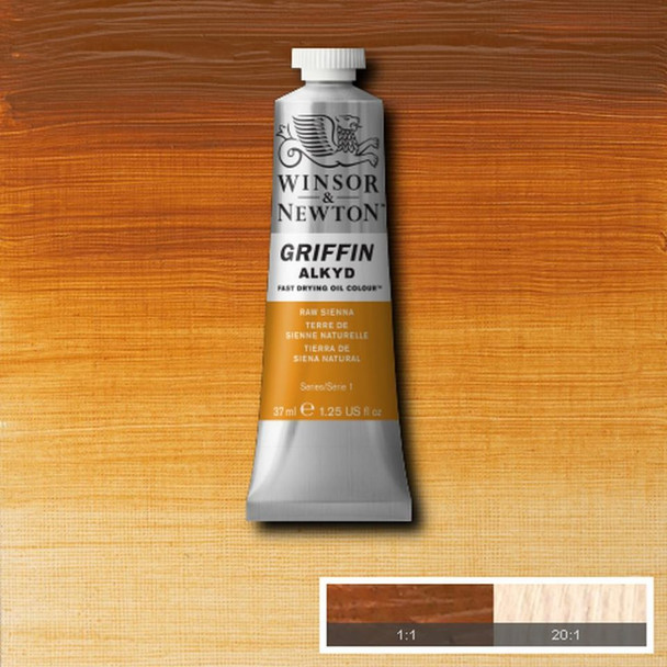 A view of the Raw Sienna Paint fading from dark to light with different thinning mixtures.