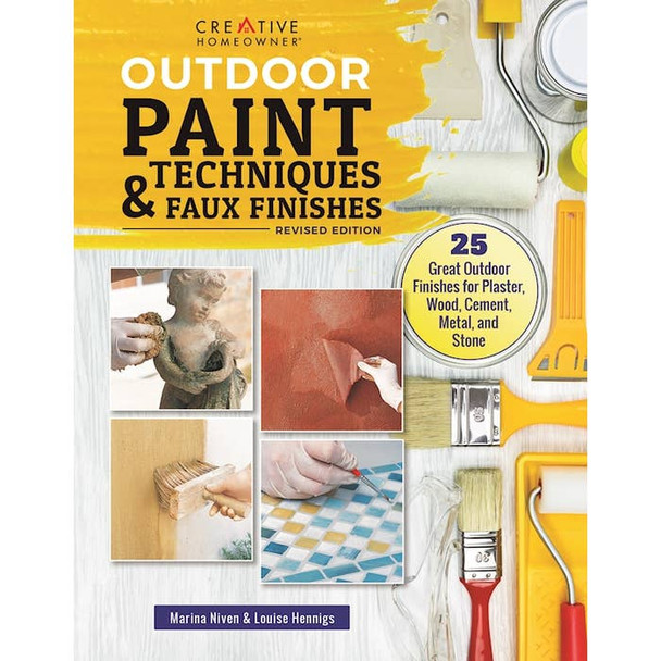 The cover of Outdoor Paint Techniques & Faux Finishes shows different finishing techniques.