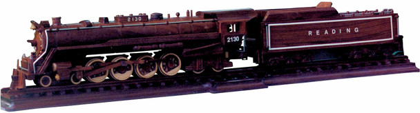 A wooden model replica of the 1949 Reading Steam Freight Locomotive Wood Toy Plan.