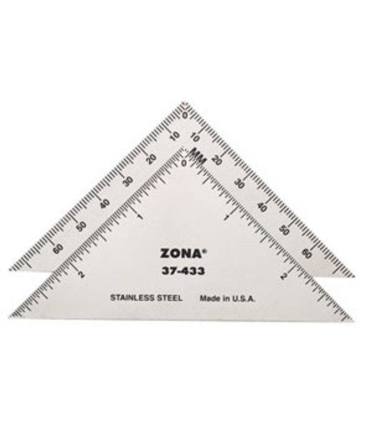 The Zona Stainless Steel 3" Triangle is shown from the front and back sides.