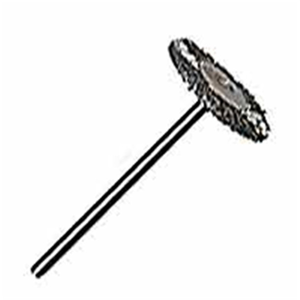 The Foredom Steel Wire Wheel Brush has a 3/32-inch shank size.