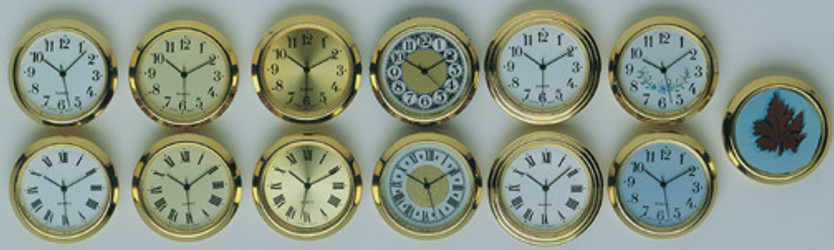 A group of clock inserts that are lined up next to each other
