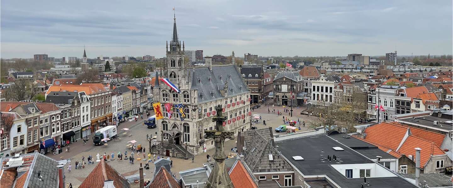 Prachtige blik op het centrum van Gouda