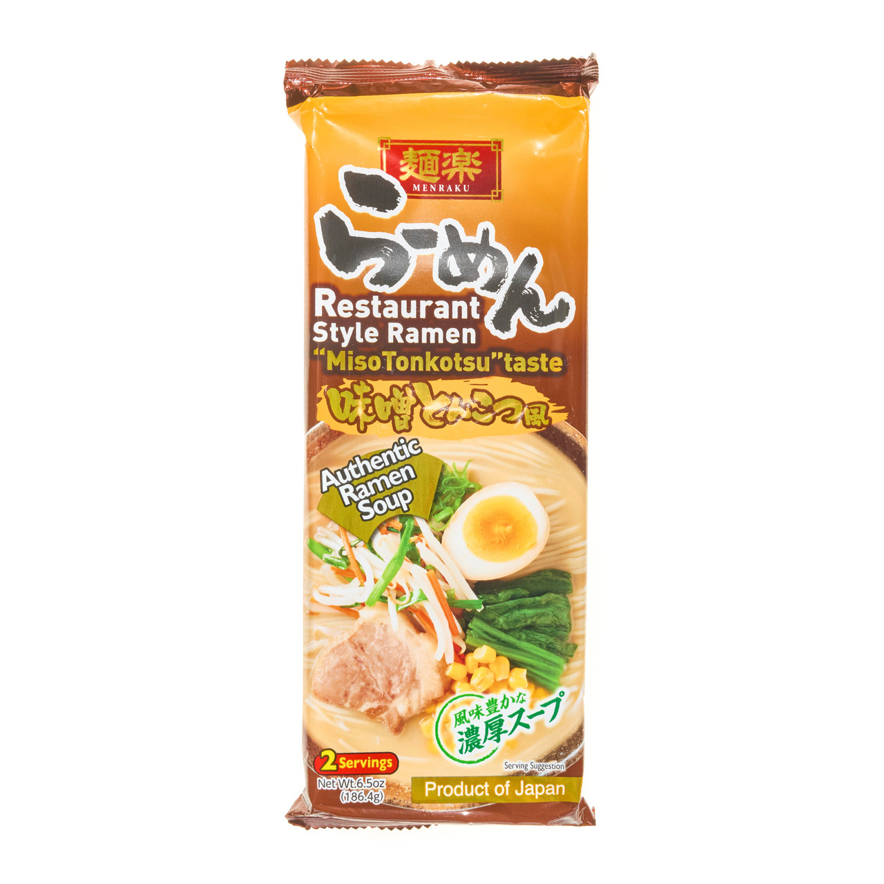 Menraku　Hikari　Miso　ジャパンセンター　Tonkotsu　servings　Ramen　Noodles　186　g,　Miso　Vegetarian