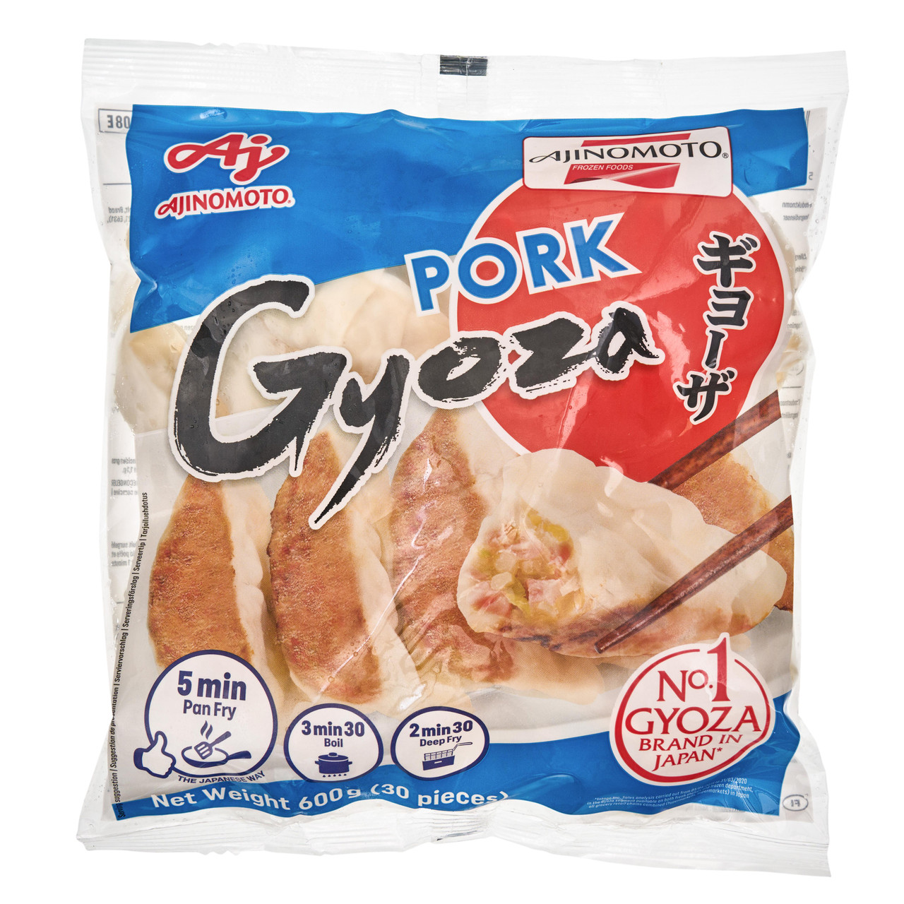 Frozen Ajinomoto Pork Gyoza Dumplings - 600 g, 30 pieces
