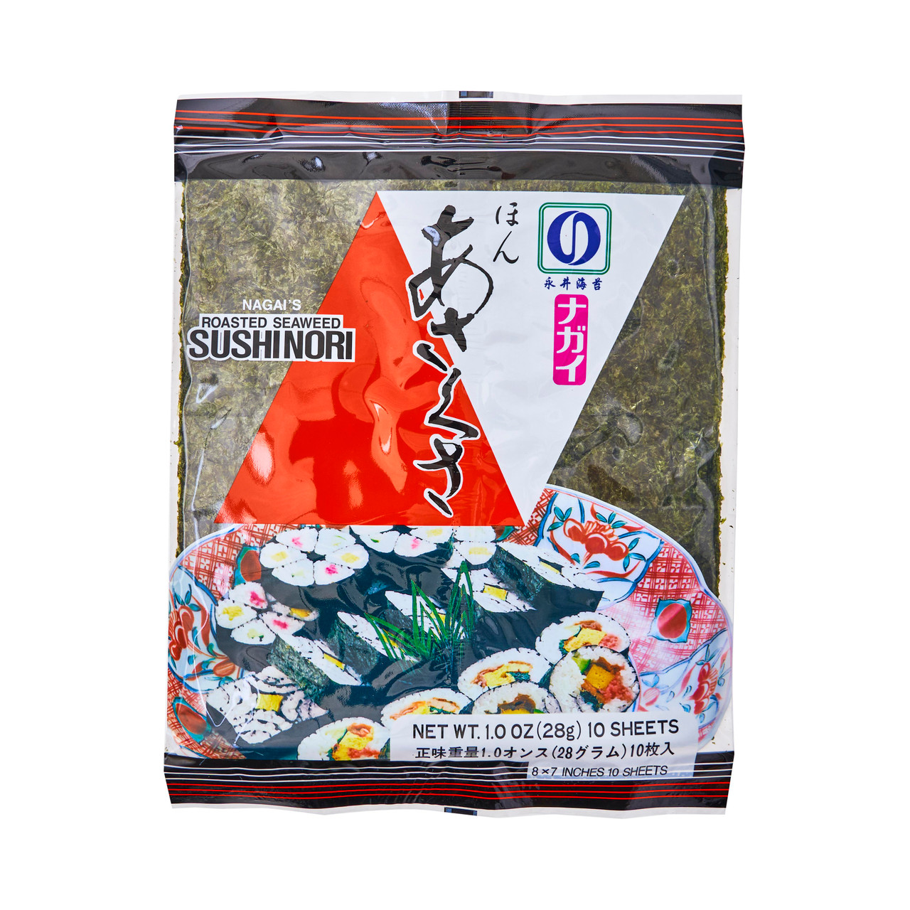 Nagai Roasted Sushi Nori Seaweed Red - 28 g, 10 sheets - ジャパン