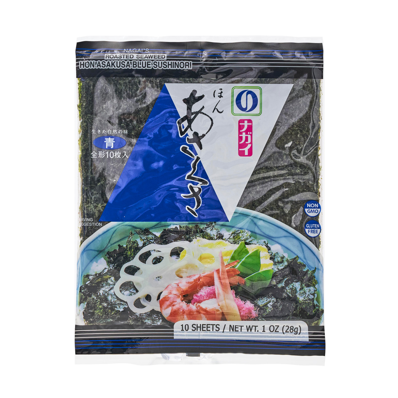 Nagai Roasted Sushi Nori Seaweed Blue - 28 g, 10 sheets - ジャパン