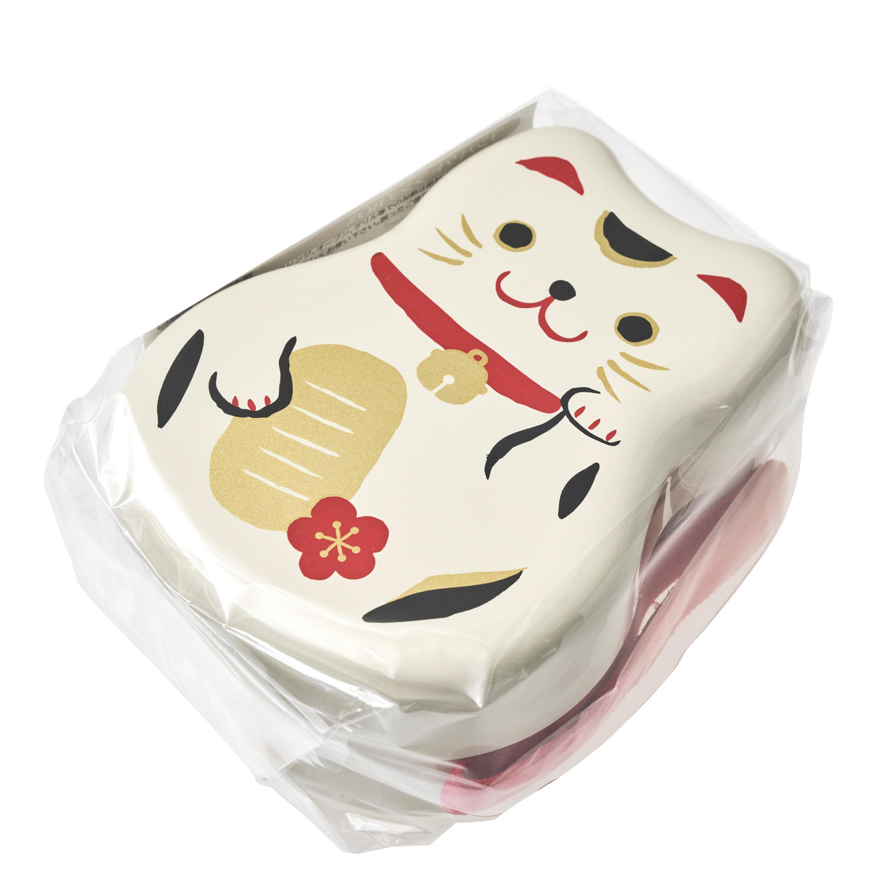 Lucky Cat Bento Lunch Box With Fork White - 242 g - ジャパン