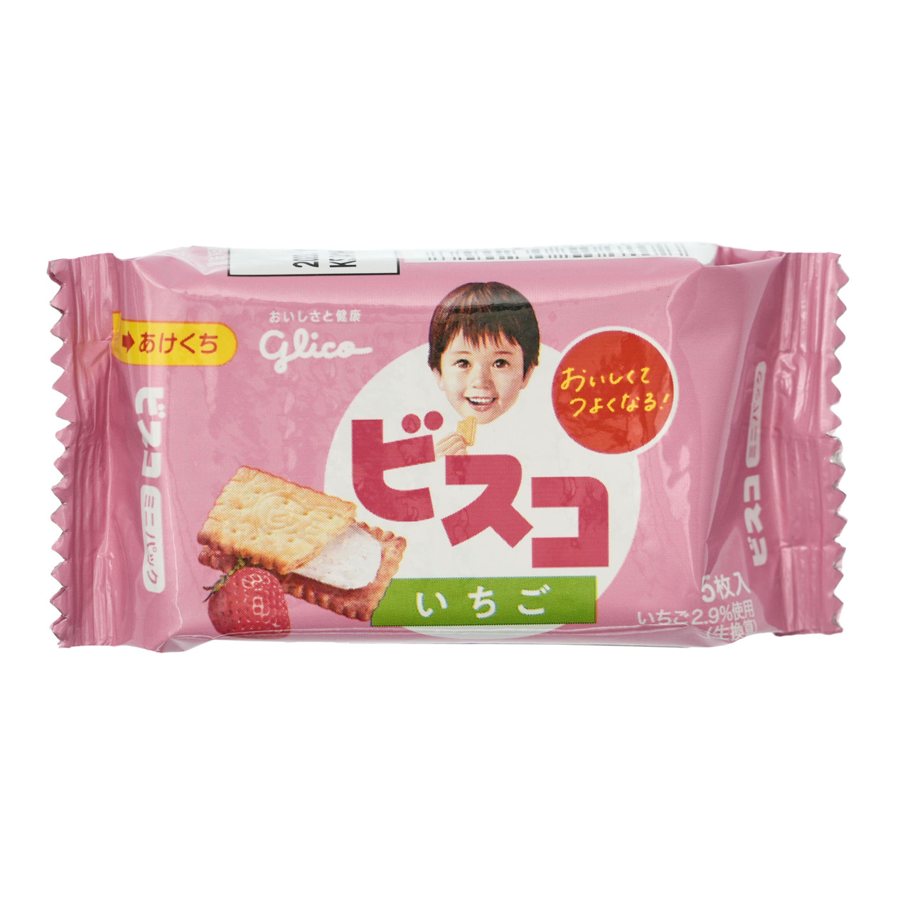 Glico Bisuko Strawberry Sandwich Biscuits - 21 g, 5 pieces