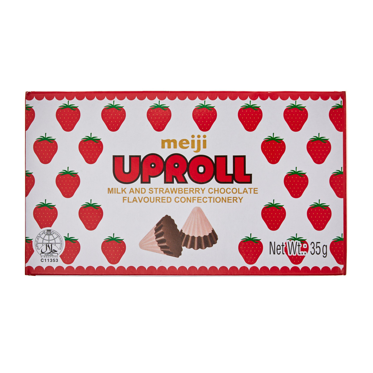 Meiji Uproll Milk and Strawberry Chocolate - 35 g - ジャパン