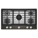 Kitchenaid® Gas-on-Metal Cooktop with an Integrated Wok Grate and CookShield™ Finish KCGK736SBE