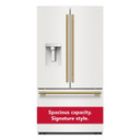 Kitchenaid® 30 Cu. Ft. 36-Inch French Door Refrigerator with Exterior Water and Ice Dispenser and Wood-Look Sliding Tray in Porcelain White KRFF436SPL