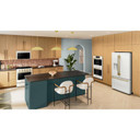Kitchenaid® 30 Cu. Ft. 36-Inch French Door Refrigerator with Exterior Water and Ice Dispenser and Wood-Look Sliding Tray in Porcelain White KRFF436SPL
