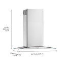Whirlpool® 30" Curved Glass Wall Mount Range Hood WVW51UC0LS